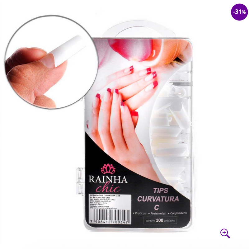 Unhas Postiça Tips de Unha Curvatura Kit 10 pacotes de 100 com total de 1000 Peças
