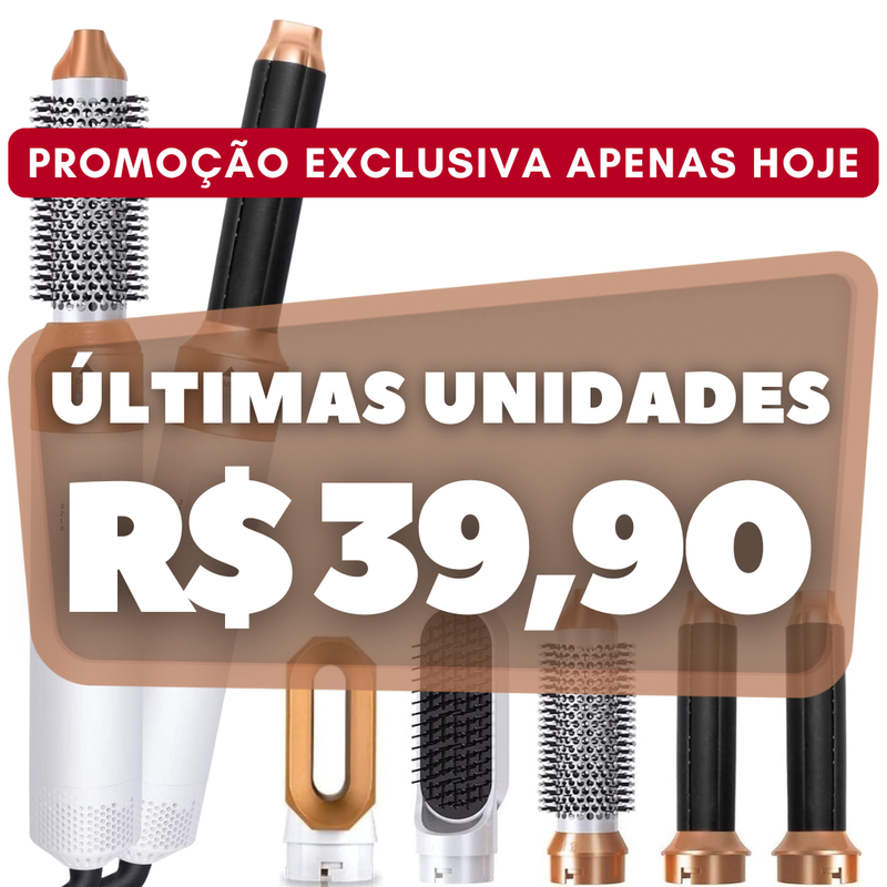 FRETE GRÁTIS - Escova Ellegance Deluxe Hair 5 em 1, Alisa, Seca, Modela, Faz Cachos e Anti-Frizz - BIVOLT (110v/220v)